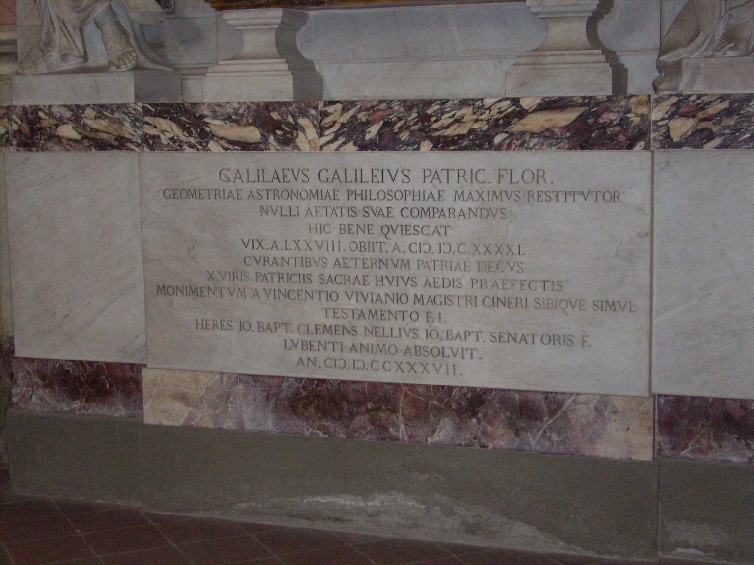 Galileo Galilei funereal monument, Santa Croce, Florence - 03.jpg